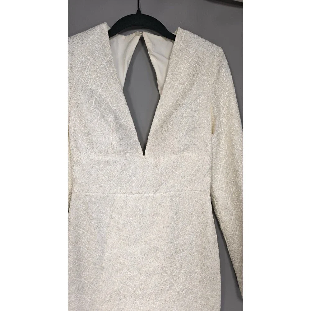 MISHA COLLECTION Size US‎ 2 Natasha Mini Dress Milk Long Sleeve Open Back Sexy - Picture 10 of 15